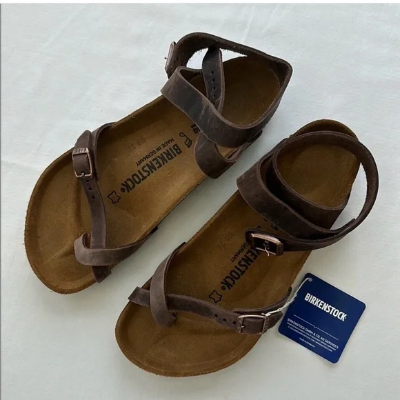 NWT Birkenstock Yara Habana brown leather Women’s size 38 US 7-7.5 sandals - Picture 6 of 7